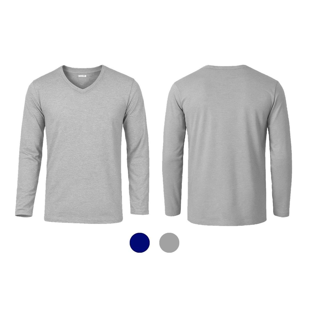 T-shirt TVU01 V Yaka Uzun Kol - Lacivert - S