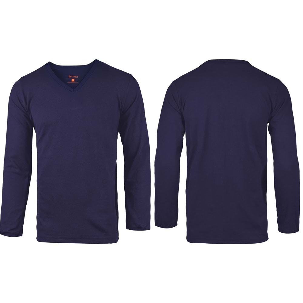 T-shirt TVU01 V Yaka Uzun Kol - Lacivert - S