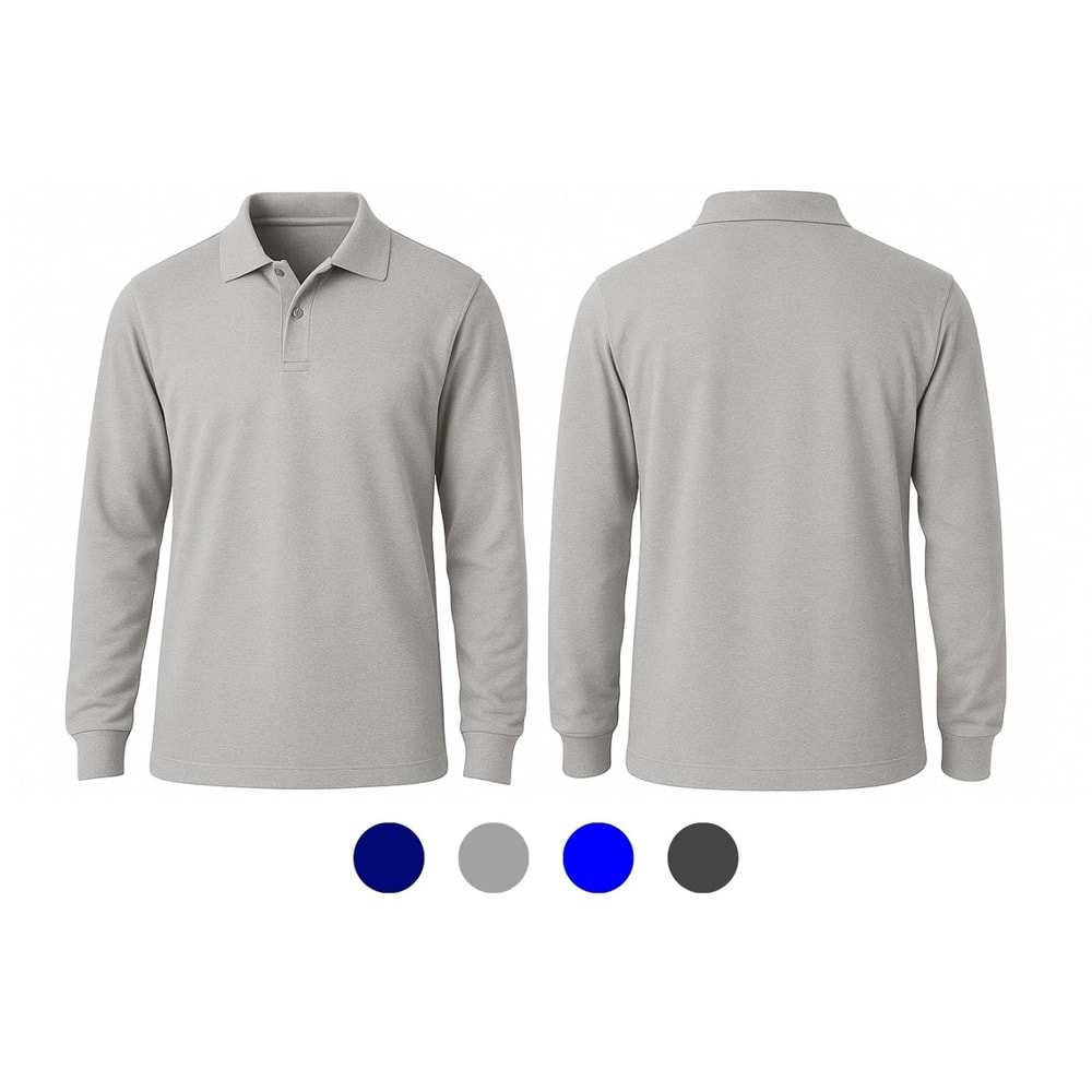 T-shirt TPU10 Polo Yaka Uzun Kol - Lacivert - M