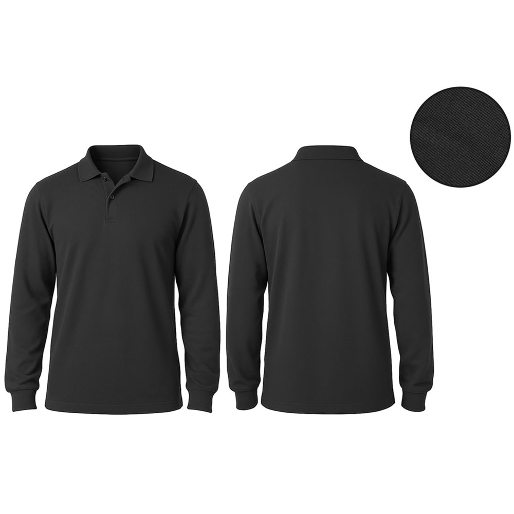 T-shirt TPU10 Polo Yaka Uzun Kol - Lacivert - M