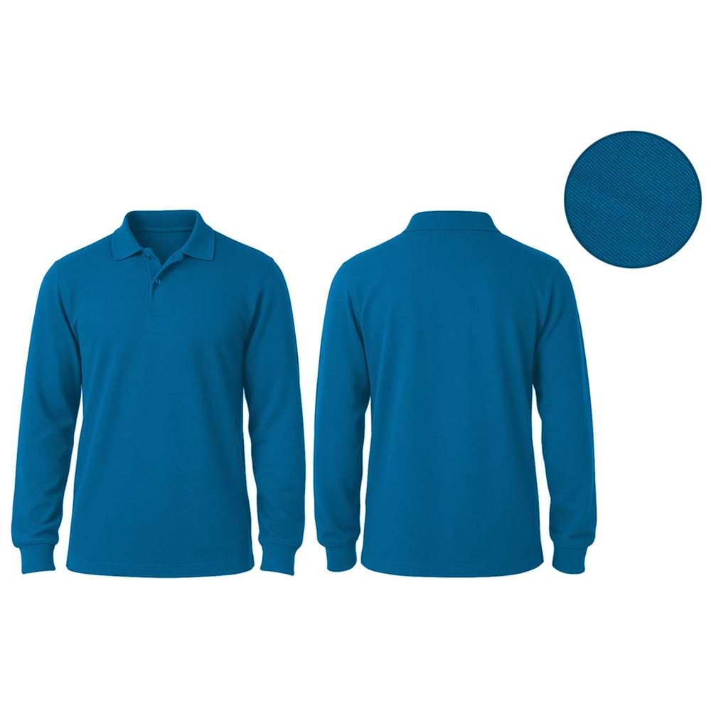 T-shirt TPU10 Polo Yaka Uzun Kol - Lacivert - M