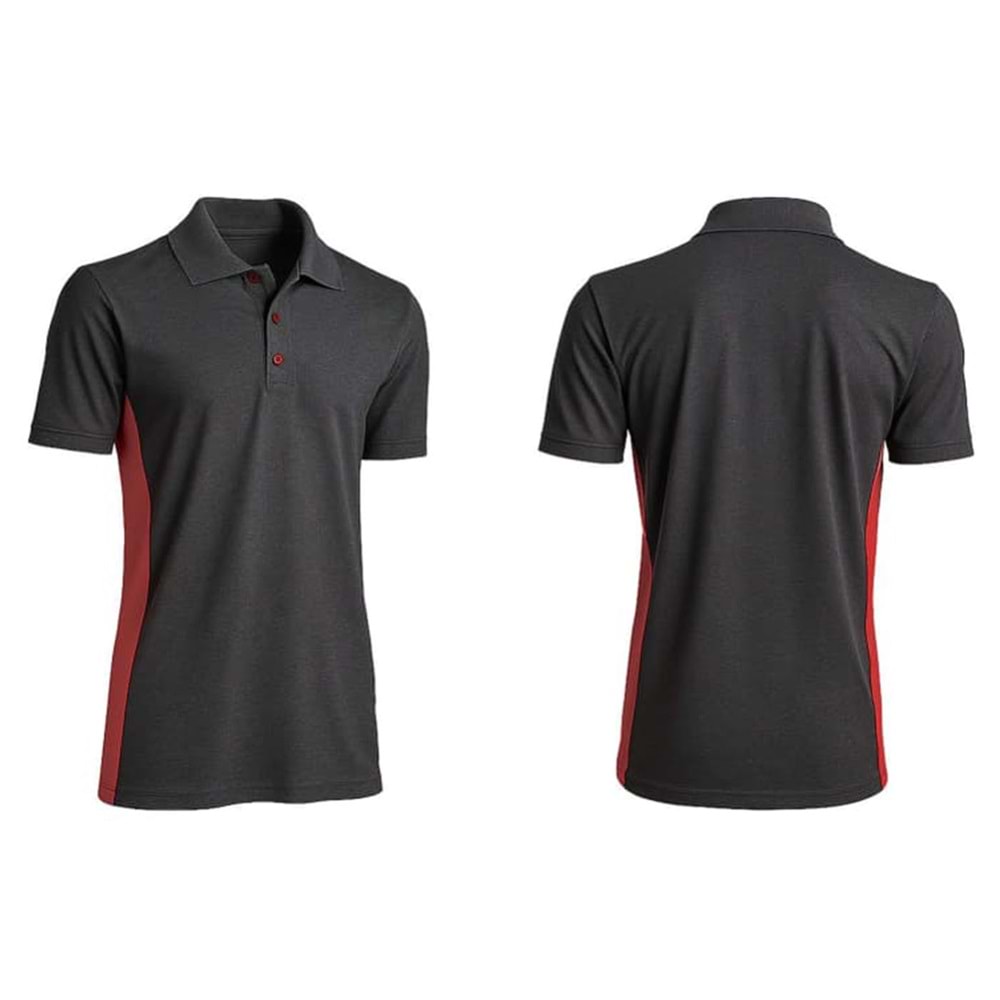 T-shirt TPK02-01 Polo Yaka Kısa Kol - Antrasit-Neon Sarı - L