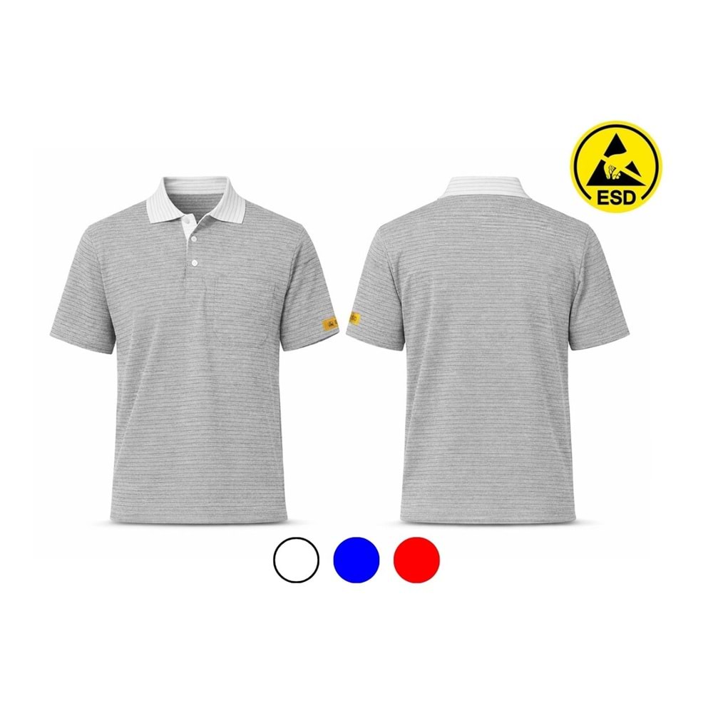 T-shirt TPK61-01 Polo Yaka ESD - Beyaz - M