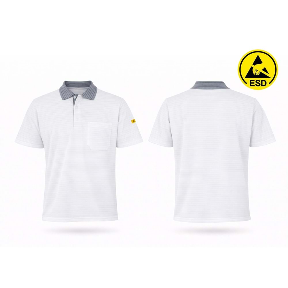 T-shirt TPK61-05 Polo Yaka ESD - Beyaz - L