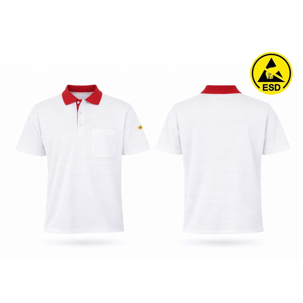 T-shirt TPK61-05 Polo Yaka ESD - Beyaz - L