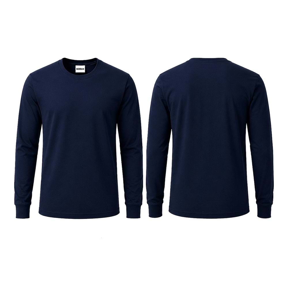 T-shirt TBU01 Bisiklet Yaka Uzun Kol - Lacivert - S
