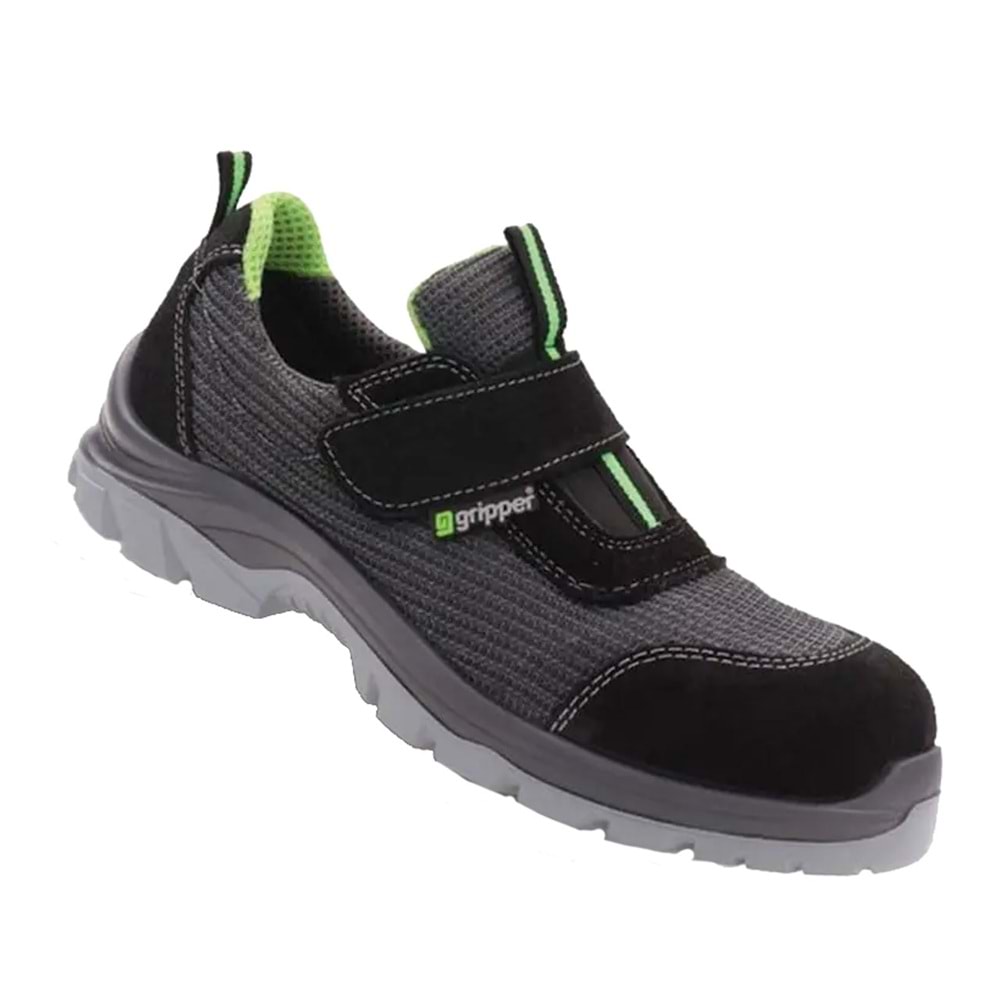 Gripper İş Ayakkabısı - Yukon Gpr-171 S1 Black-Green Velcro - 43