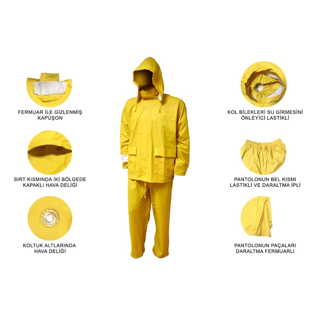 Probody Yağmurluk - Takım Semi Pu Sarı - XL