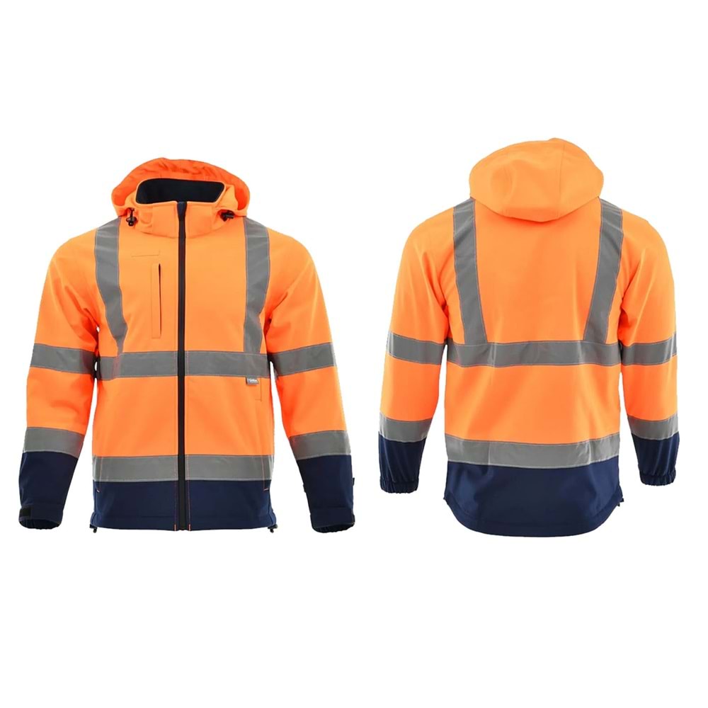 Mont Sara HI-VIZ Drogowiec Softshell - Neon Turuncu-Lacivert - XL