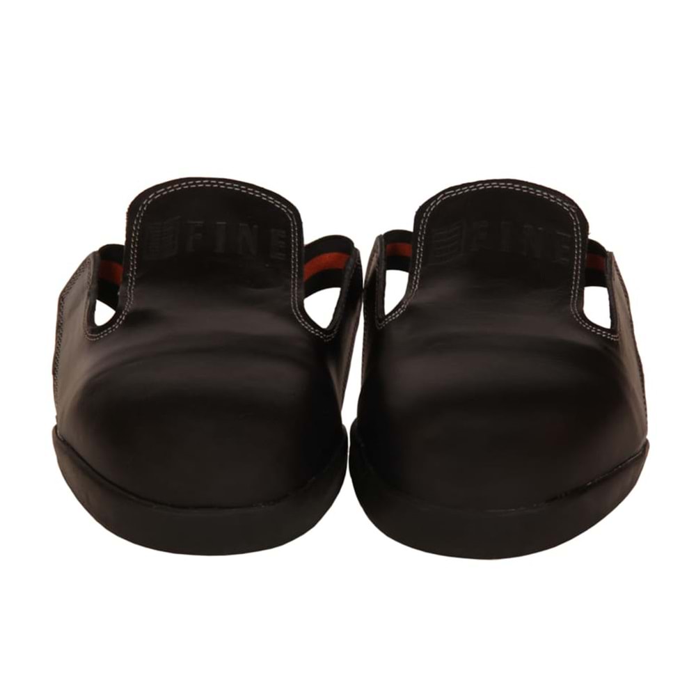 Fine Çelik Burunlu Ayak Burun Koruyucu Çarık Siyah Cilt Deri - 4-XL