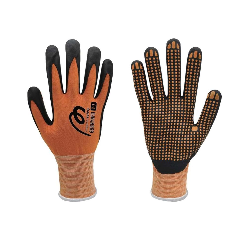 Marca İş Eldiveni - Köpük Nitril ve Dotlu Montaj 688NYNFDN Turuncu - 9