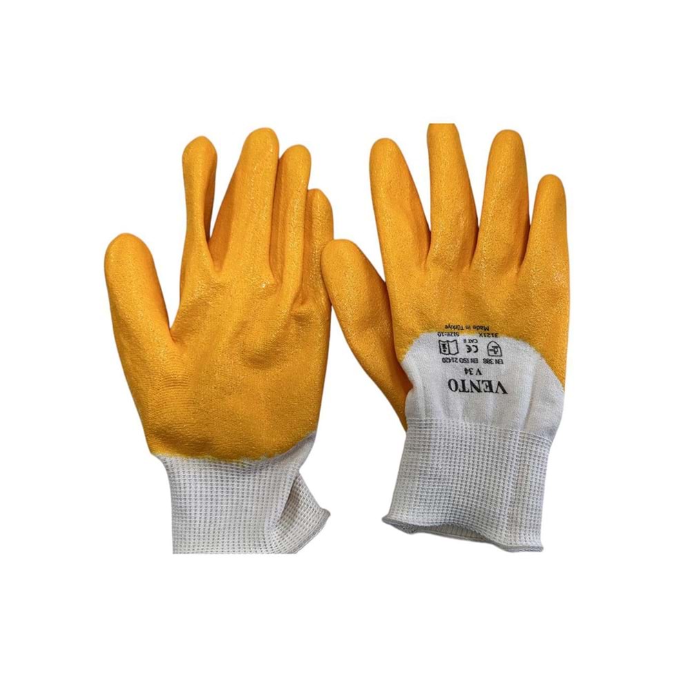 Vento İş Eldiveni - Örme Pamuk V-34 Sarı - 10