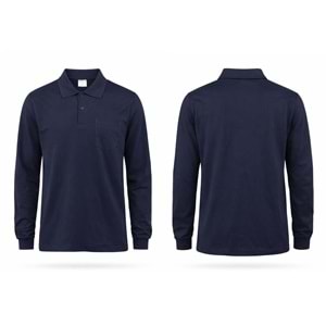 T-shirt TPU01 Polo Yaka Uzun Kol - Lacivert - S