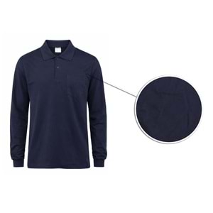 T-shirt TPU01 Polo Yaka Uzun Kol - Lacivert - S