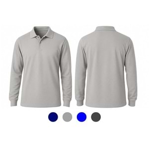 T-shirt TPU10 Polo Yaka Uzun Kol - Lacivert - M