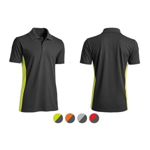 T-shirt TPK02-01 Polo Yaka Kısa Kol - Antrasit-Neon Sarı - L