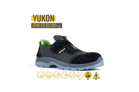 Gripper İş Ayakkabısı - Yukon Gpr-171 S1 Black-Green Velcro