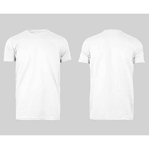 T-shirt - Bisiklet Yaka Penye Suprem Kısa Kol Ense Biyeli Beyaz - TPB200