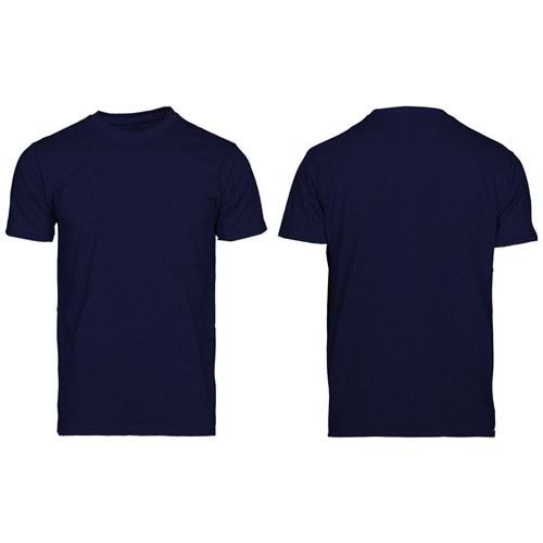 T-shirt - Bisiklet Yaka Penye Suprem Kısa Kol Ense Biyeli Lacivert - TPB201