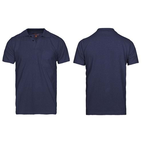 T-shirt - Polo Yaka Suprem Kısa Kol Cepli Lacivert - TOP401