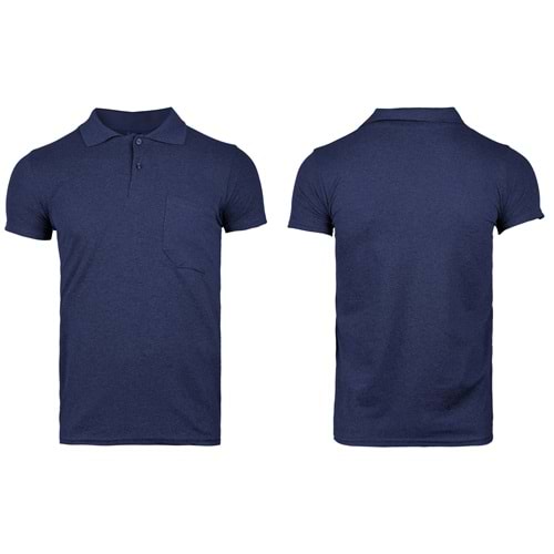 T-shirt - Polo Yaka Penye Lacost Kol Bantlı Çift Pat Lacivert - TPP401