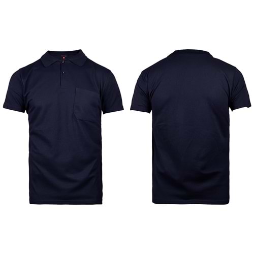 T-shirt - Polo Yaka Penye Lacost Uni Kısa Kol Cepli Lacivert - TLP701
