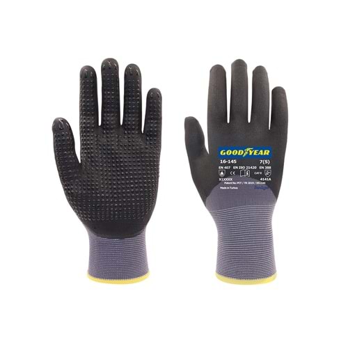 Goodyear İş Eldiveni - 16-145 3/4 Kap. Dotlu Siyah