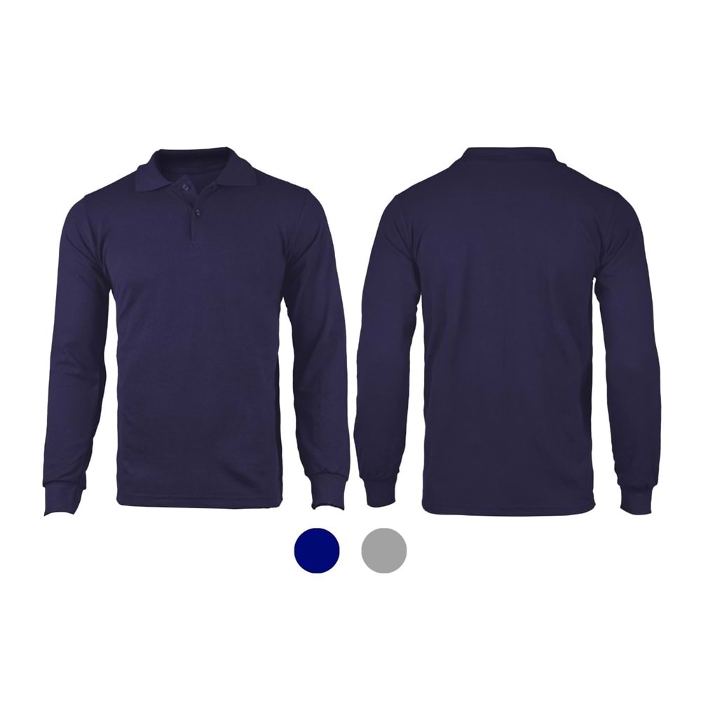 T-shirt TPU10 Polo Yaka Uzun Kol - Lacivert - M