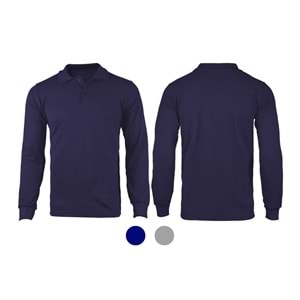 T-shirt TPU10 Polo Yaka Uzun Kol - Lacivert - M