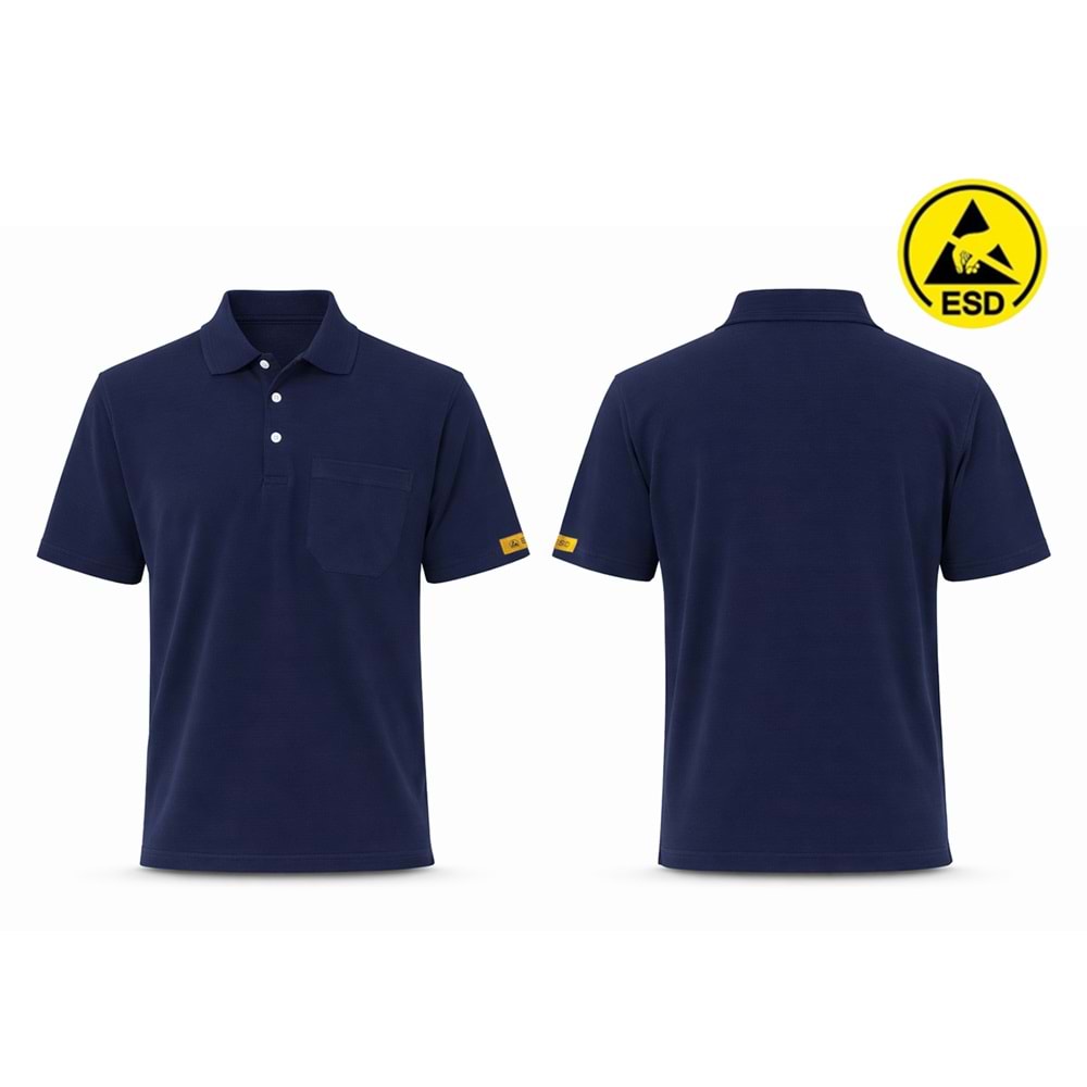 T-shirt TPK61-02 Polo Yaka ESD - Lacivert - L