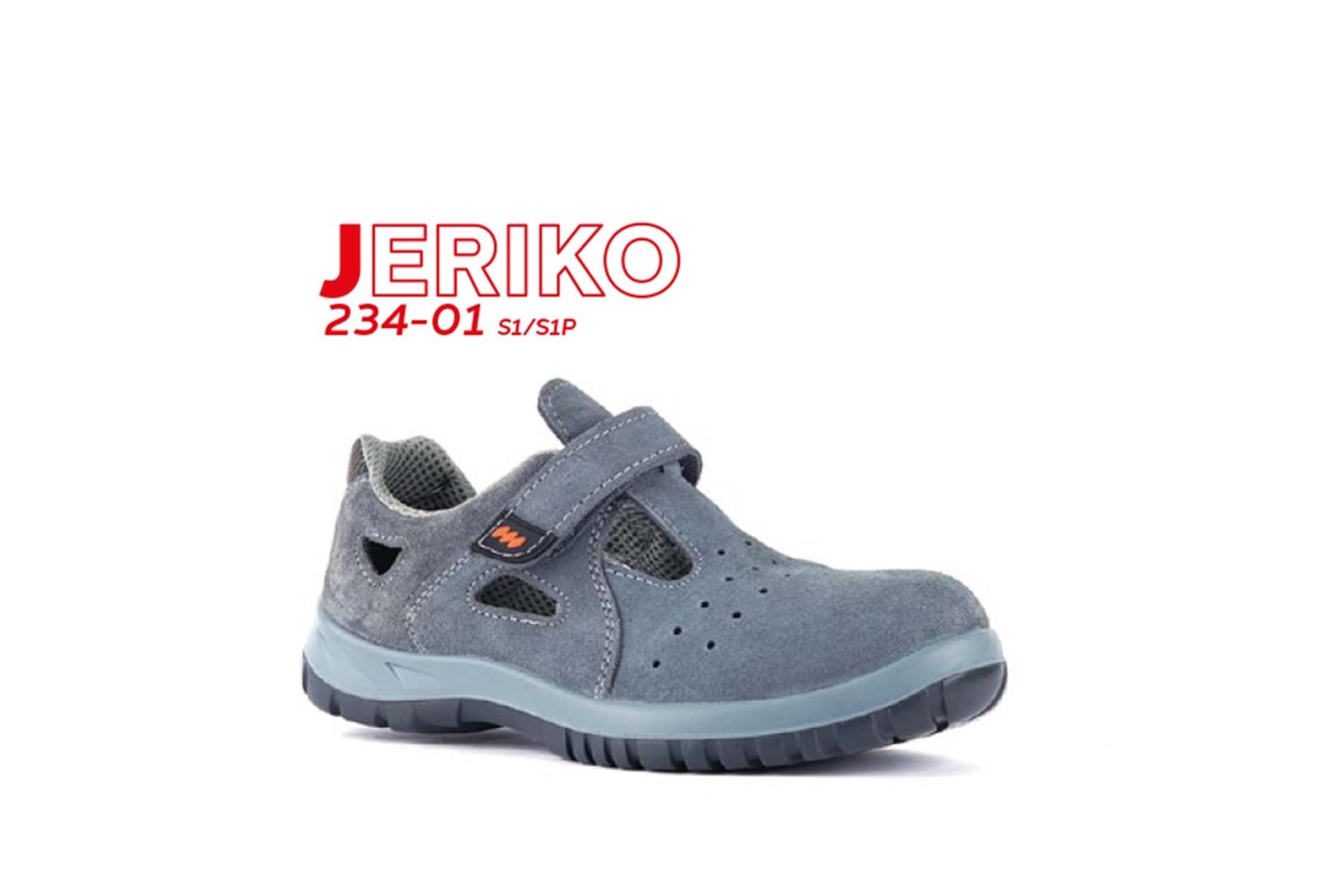 Mekap İş Ayakkabısı - 234 Jeriko Sandalet Gri Nubuk Deri Çelikli